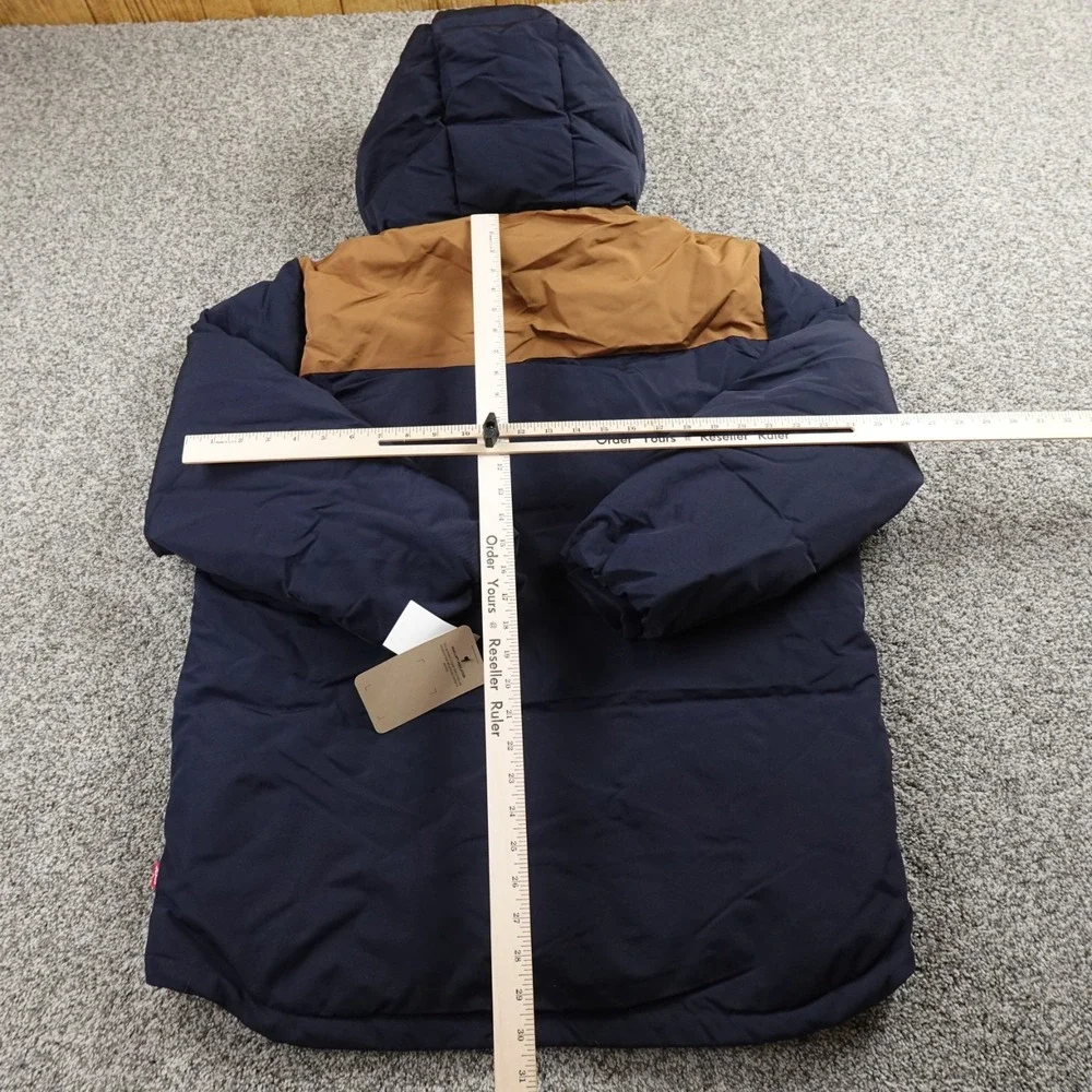 NEW Levis Jacket Mens M Blue Hooded Quilted Parka Insulated Puffer Chore Coat - Picture 8 of 13